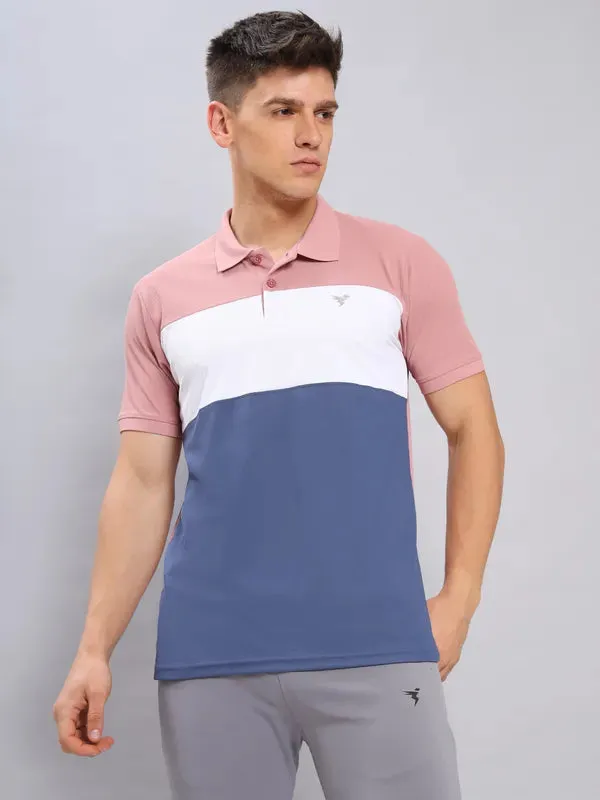 Men Colorblock Slim Fit Polo T-shirt with MATPIQ