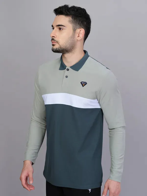 Men Colorblock Slim Fit Polo T-shirt with MATPIQ