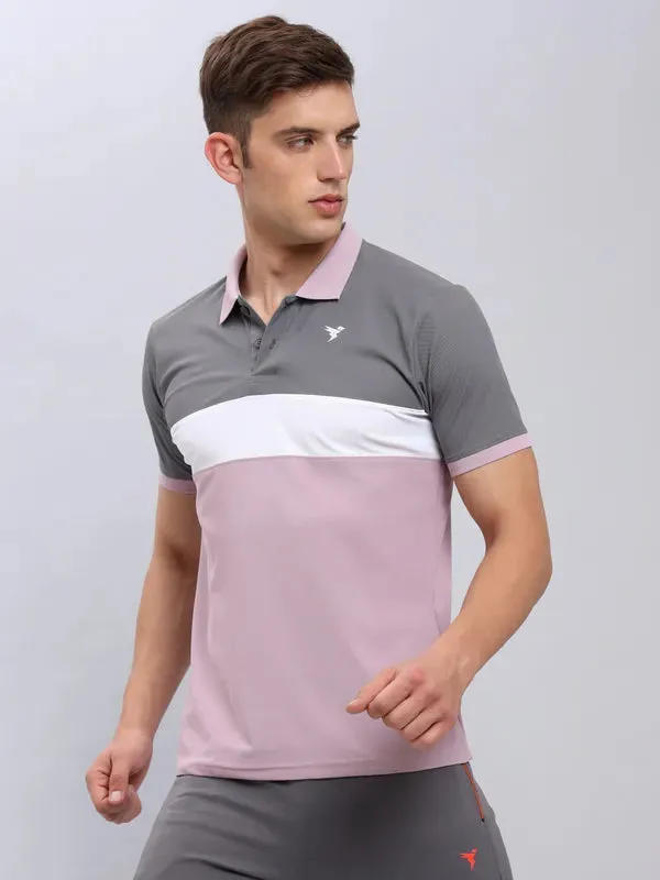 Men Colorblock Slim Fit Polo T-shirt with MATPIQ