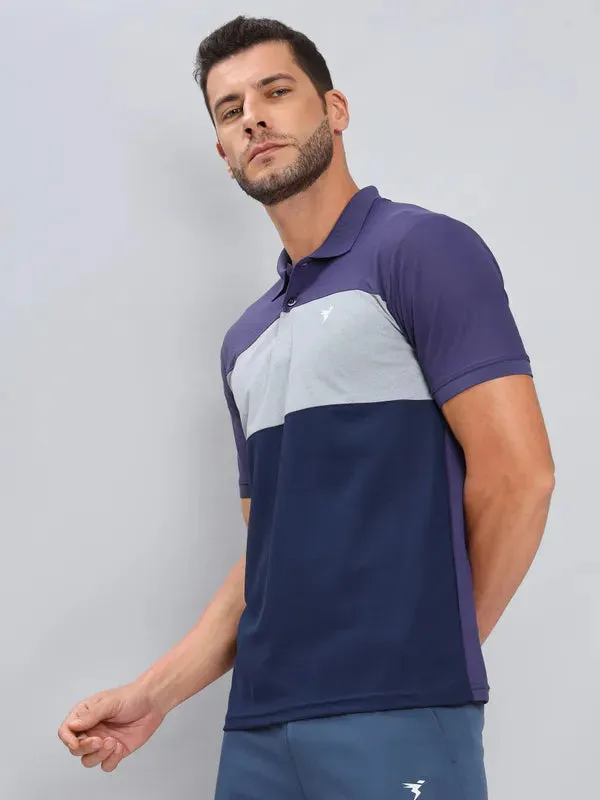 Men Colorblock Slim Fit Polo T-shirt with MATPIQ