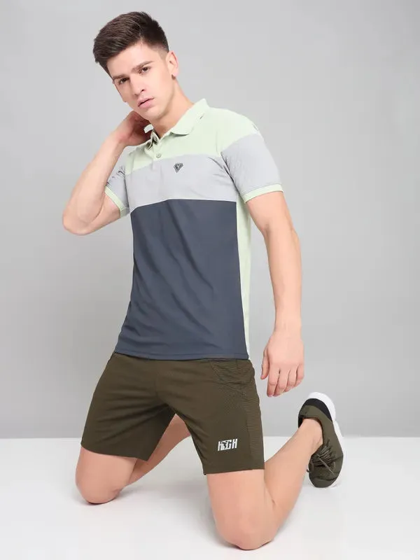 Men Colorblock Slim Fit Polo T-shirt with MATPIQ