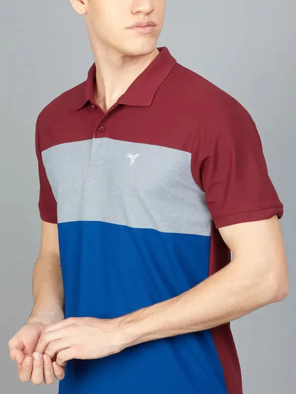 Men Colorblock Slim Fit Polo T-shirt with MATPIQ