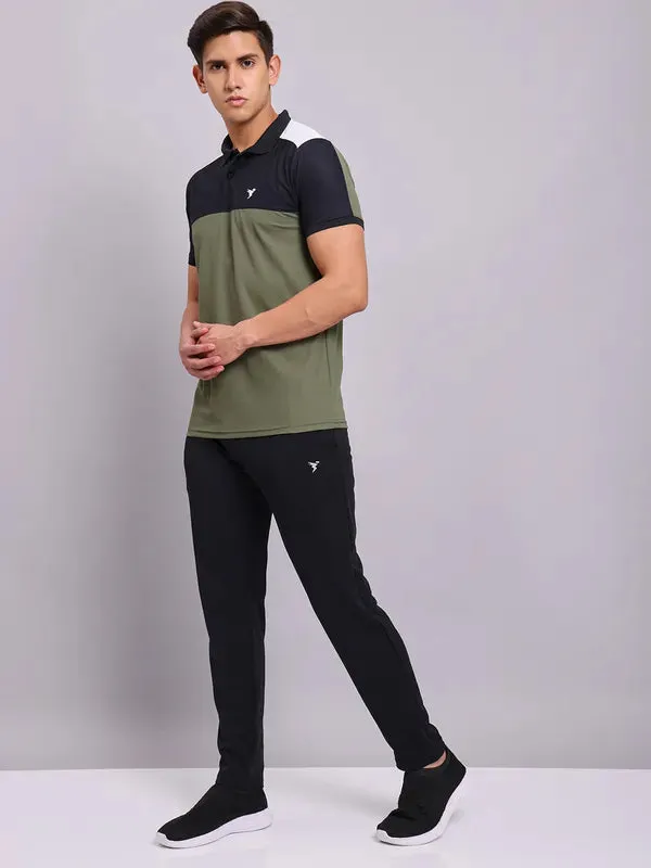 Men Colorblock Slim Fit Polo T-shirt with MATPIQ