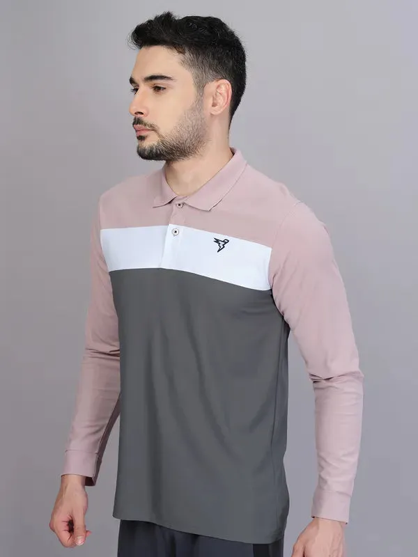 Men Colorblock Slim Fit Polo T-shirt with MATPIQ