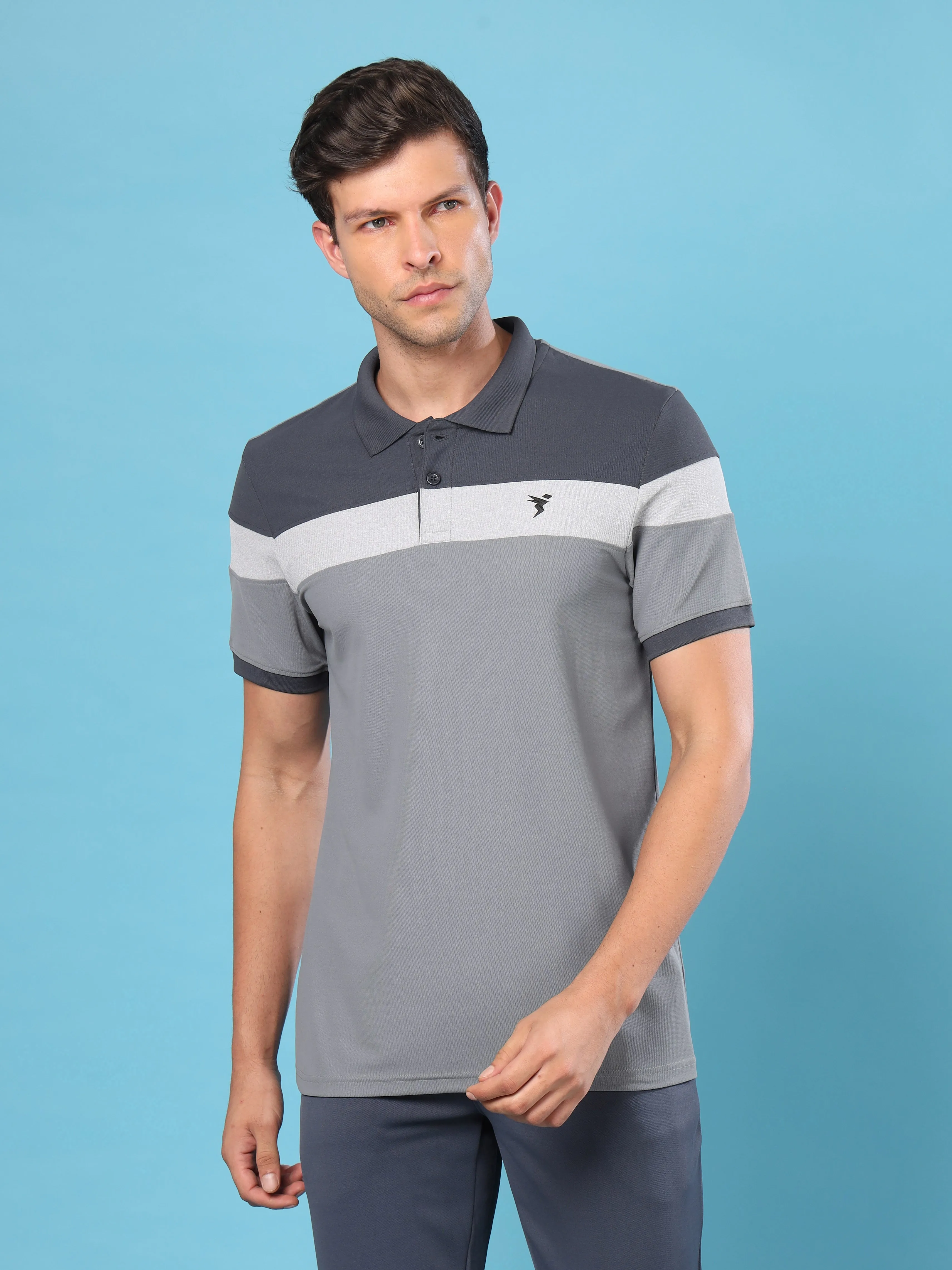 Men Colorblock Slim Fit Polo T-shirt with MATPIQ