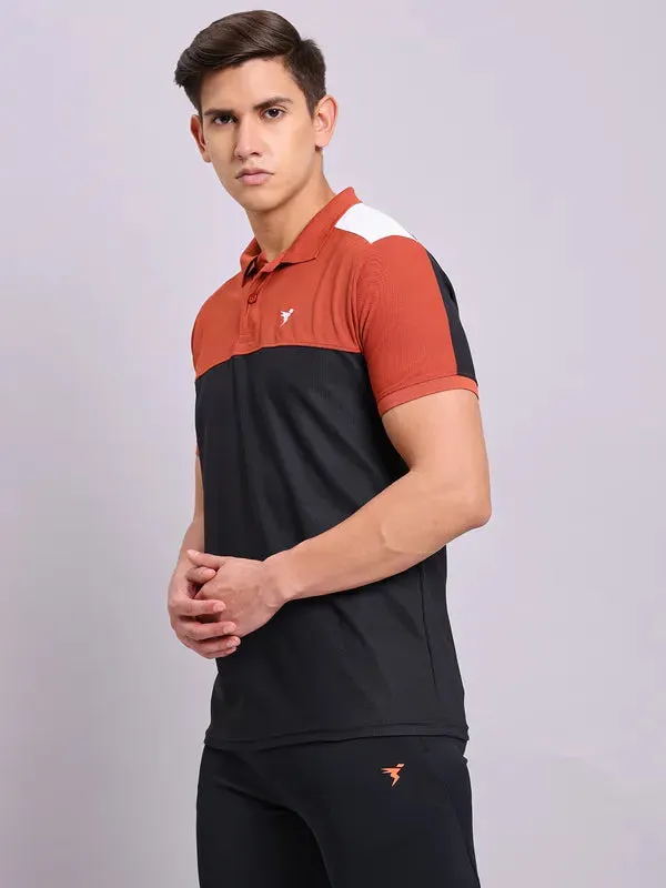 Men Colorblock Slim Fit Polo T-shirt with MATPIQ