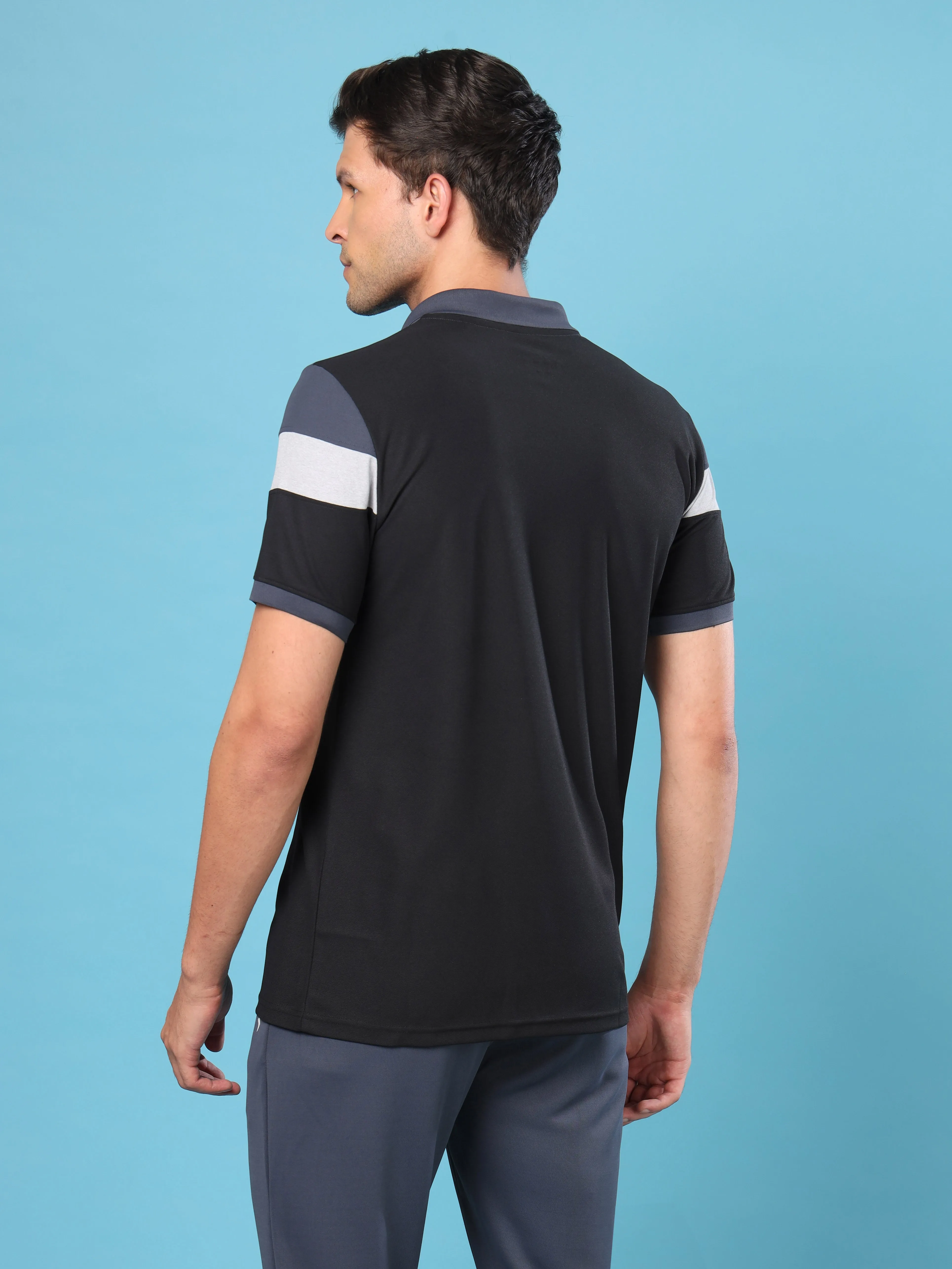 Men Colorblock Slim Fit Polo T-shirt with MATPIQ