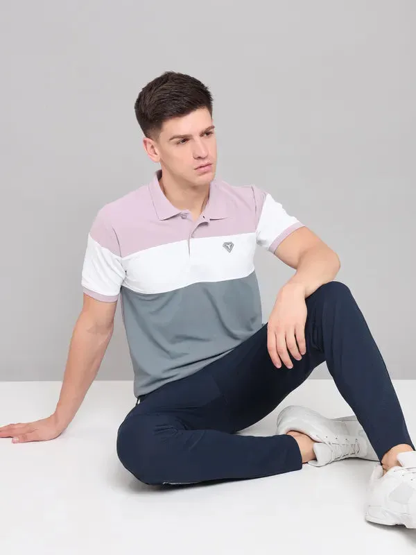 Men Colorblock Slim Fit Polo T-shirt with MATPIQ