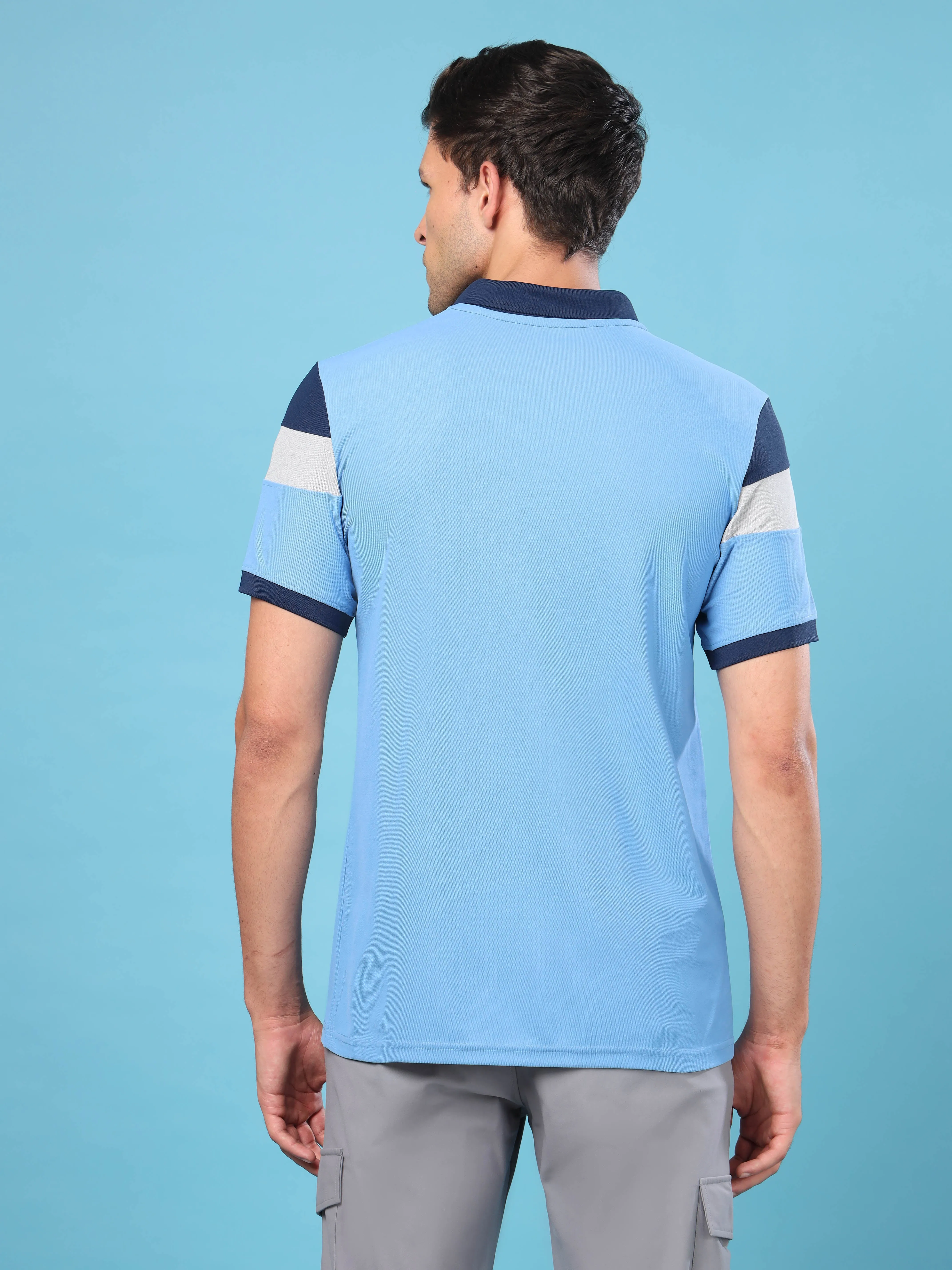 Men Colorblock Slim Fit Polo T-shirt with MATPIQ