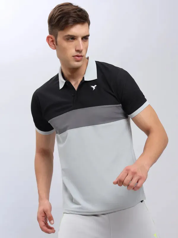 Men Colorblock Slim Fit Polo T-shirt with MATPIQ