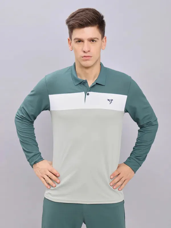 Men Colorblock Slim Fit Polo T-shirt with MATPIQ