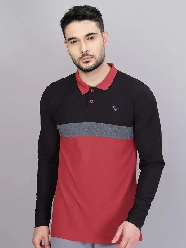 Men Colorblock Slim Fit Polo T-shirt with MATPIQ