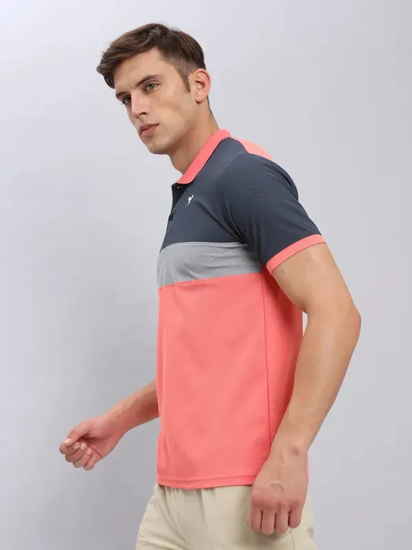 Men Colorblock Slim Fit Polo T-shirt with MATPIQ