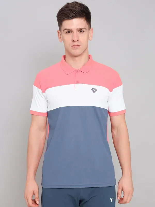 Men Colorblock Slim Fit Polo T-shirt with MATPIQ