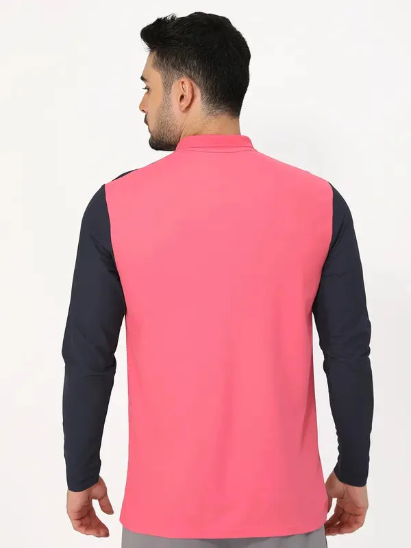 Men Colorblock Slim Fit Polo T-shirt with MATPIQ