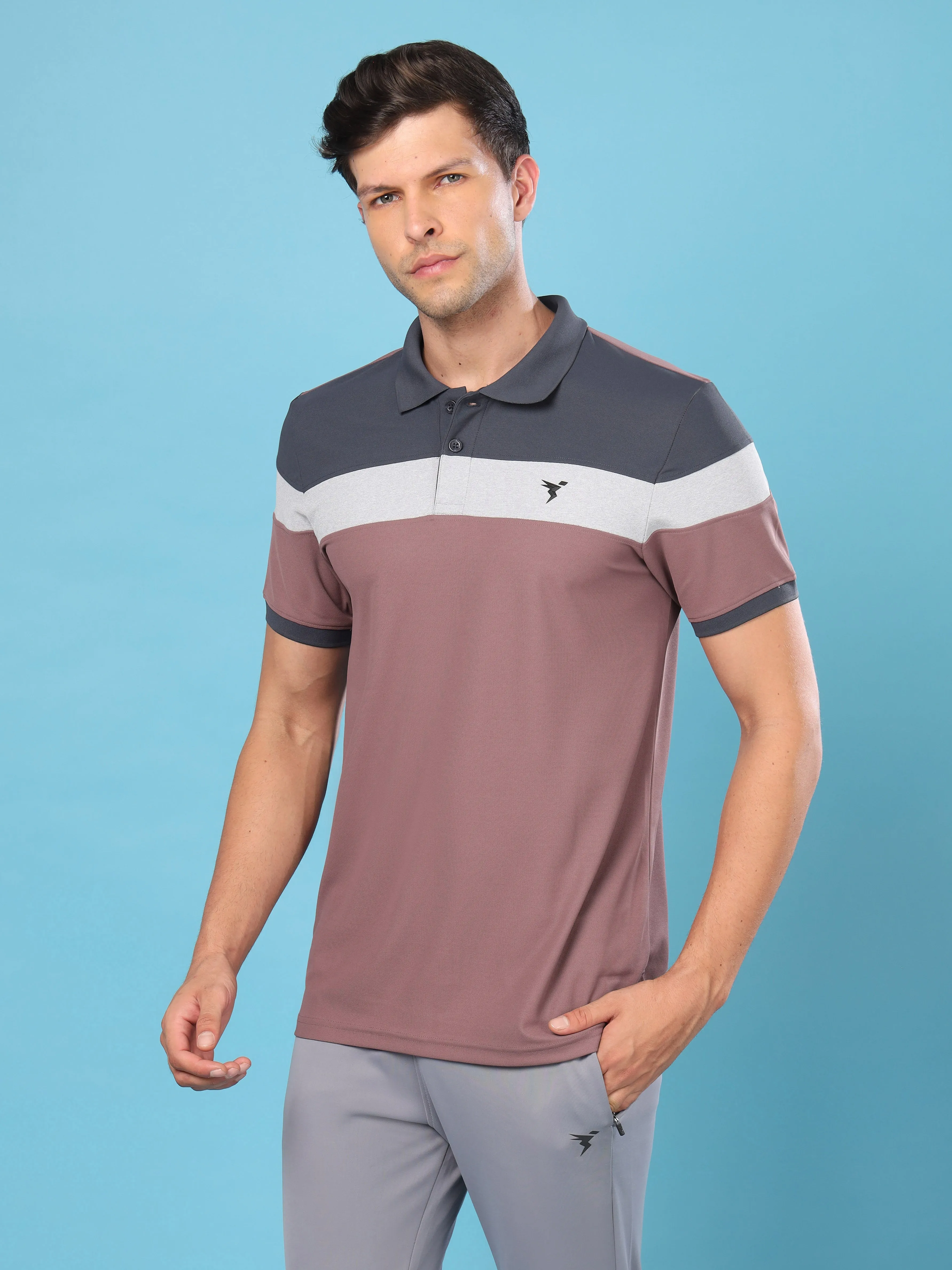 Men Colorblock Slim Fit Polo T-shirt with MATPIQ