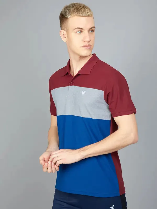 Men Colorblock Slim Fit Polo T-shirt with MATPIQ