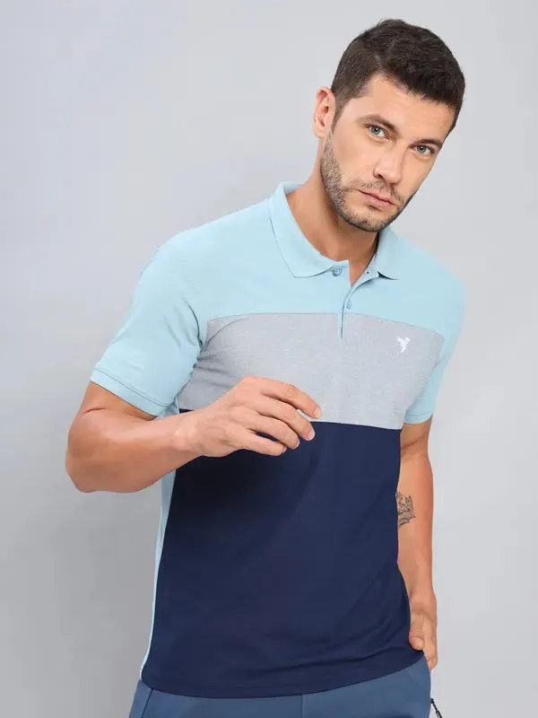 Men Colorblock Slim Fit Polo T-shirt with MATPIQ