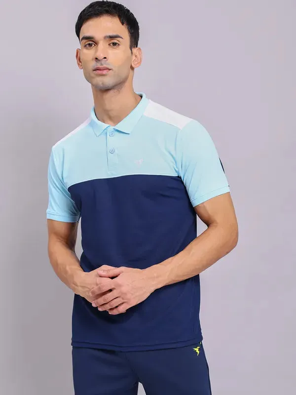 Men Colorblock Slim Fit Polo T-shirt with MATPIQ