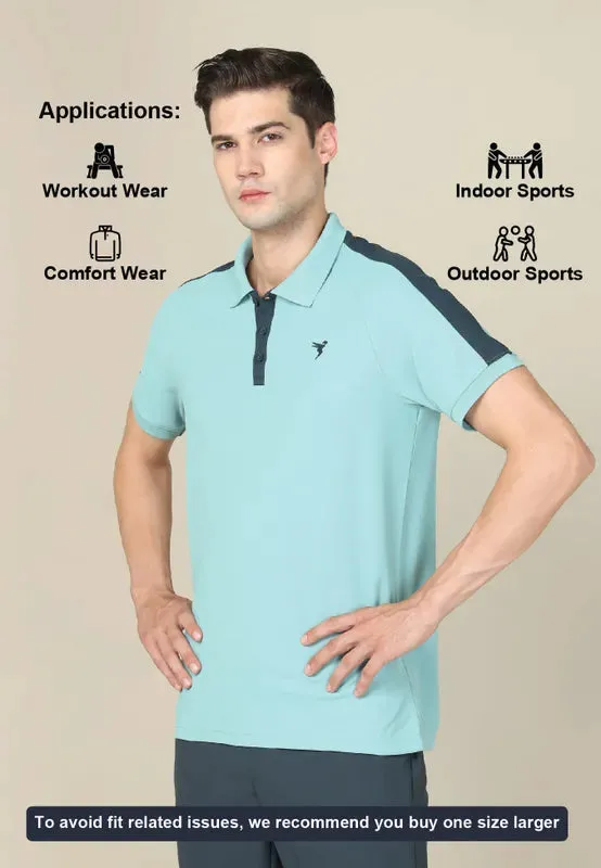 Men Colorblock Slim Fit Polo T-shirt with MATPIQ