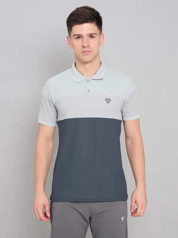 Men Colorblock Slim Fit Polo T-shirt with MATPIQ