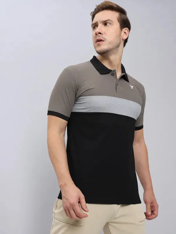 Men Colorblock Slim Fit Polo T-shirt with MATPIQ