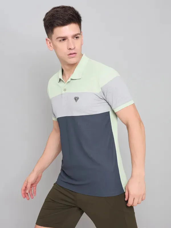 Men Colorblock Slim Fit Polo T-shirt with MATPIQ