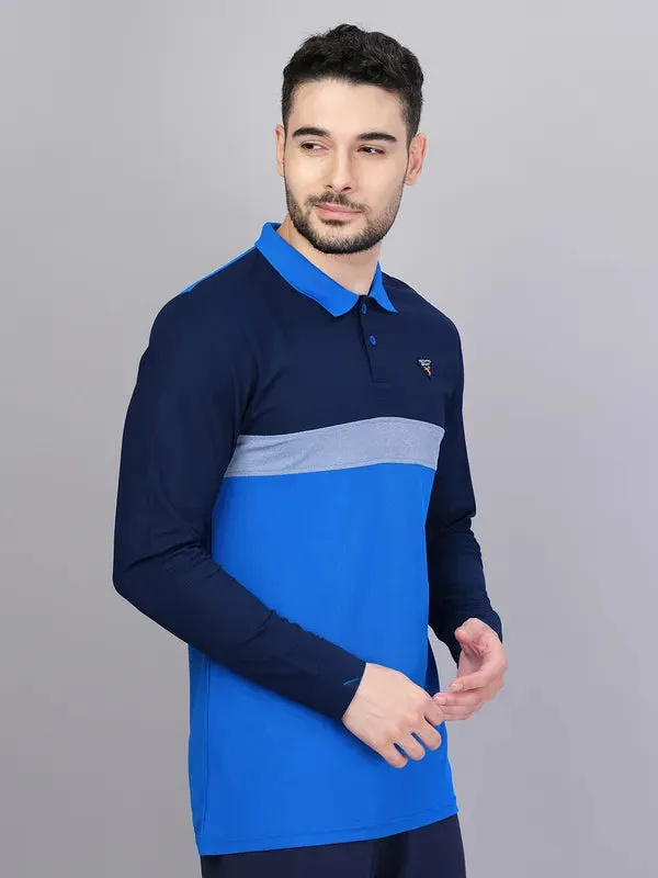 Men Colorblock Slim Fit Polo T-shirt with MATPIQ