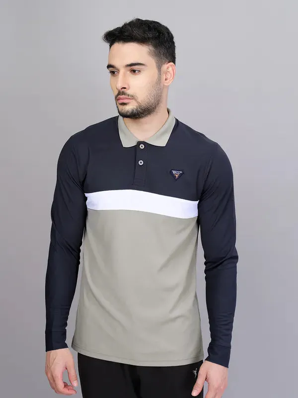 Men Colorblock Slim Fit Polo T-shirt with MATPIQ