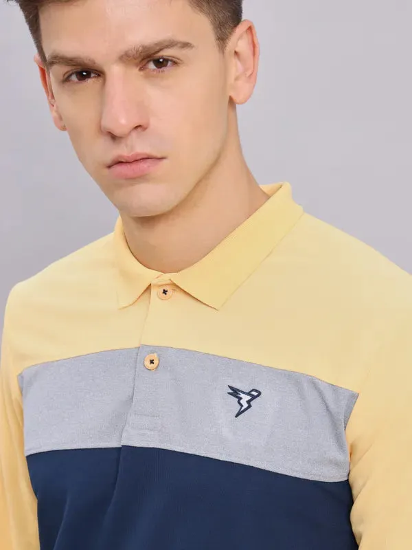 Men Colorblock Slim Fit Polo T-shirt with MATPIQ