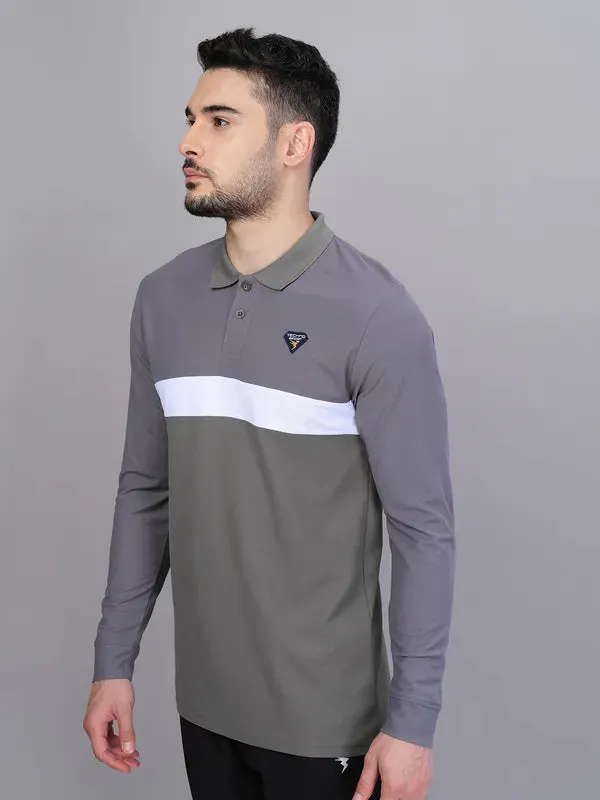 Men Colorblock Slim Fit Polo T-shirt with MATPIQ