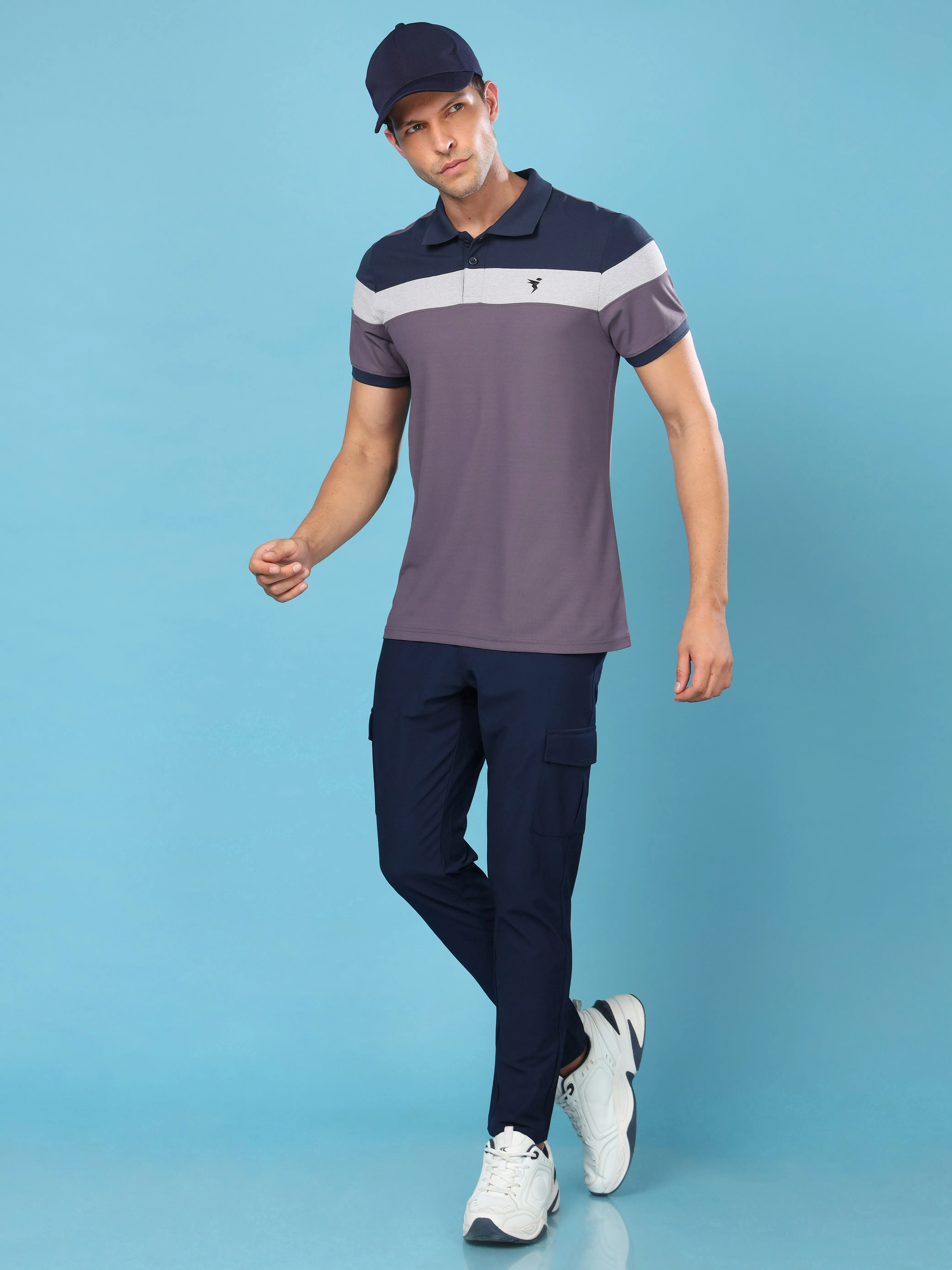 Men Colorblock Slim Fit Polo T-shirt with MATPIQ