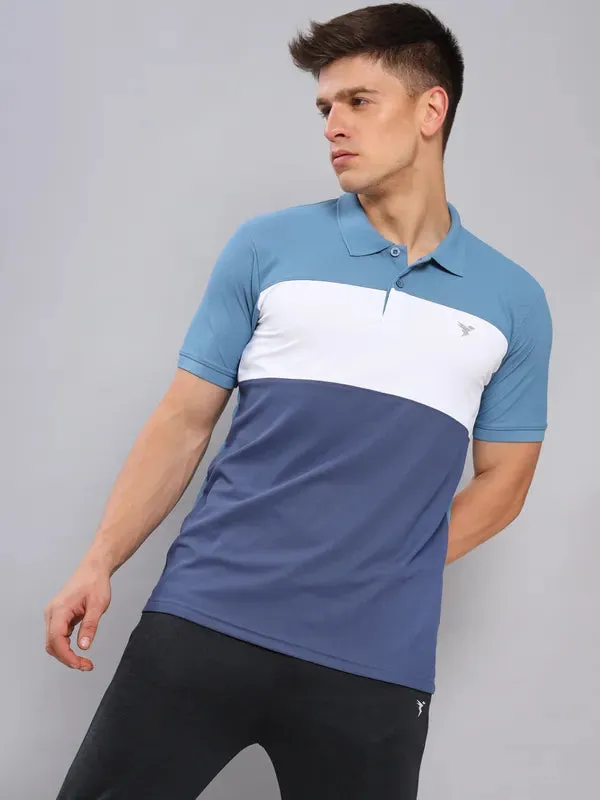 Men Colorblock Slim Fit Polo T-shirt with MATPIQ