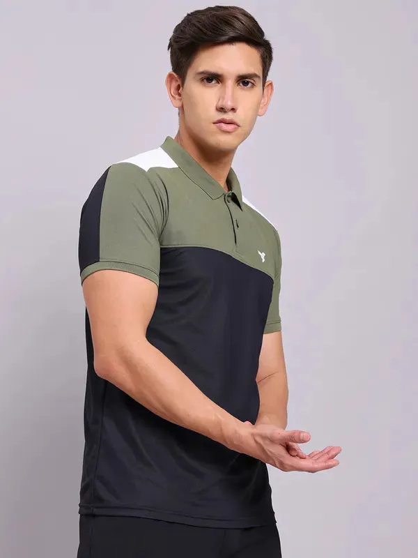 Men Colorblock Slim Fit Polo T-shirt with MATPIQ