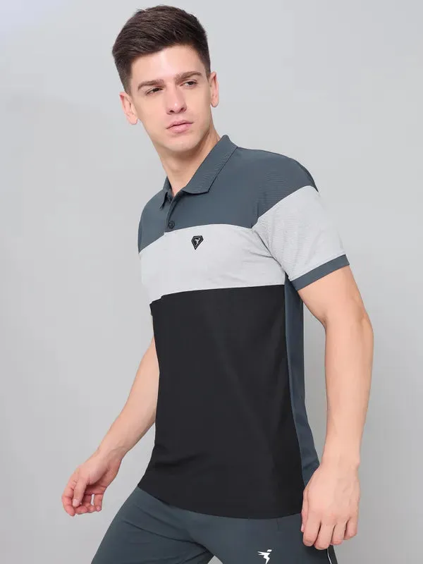 Men Colorblock Slim Fit Polo T-shirt with MATPIQ