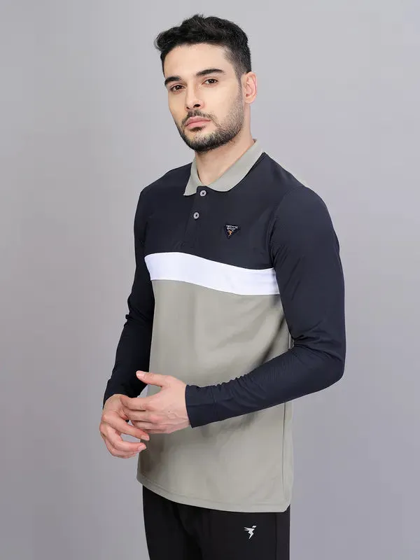 Men Colorblock Slim Fit Polo T-shirt with MATPIQ