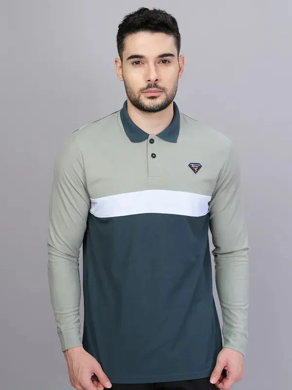 Men Colorblock Slim Fit Polo T-shirt with MATPIQ