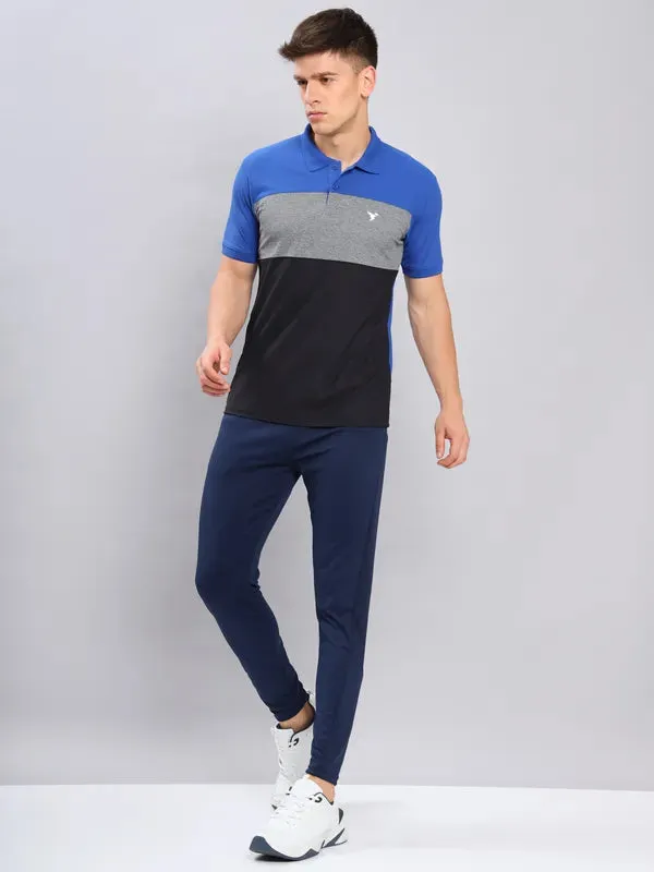 Men Colorblock Slim Fit Polo T-shirt with MATPIQ