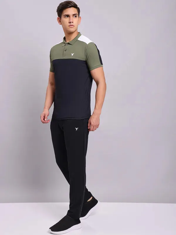 Men Colorblock Slim Fit Polo T-shirt with MATPIQ