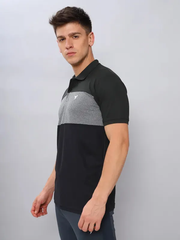 Men Colorblock Slim Fit Polo T-shirt with MATPIQ