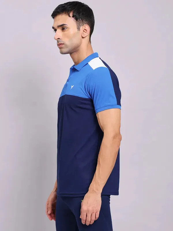 Men Colorblock Slim Fit Polo T-shirt with MATPIQ