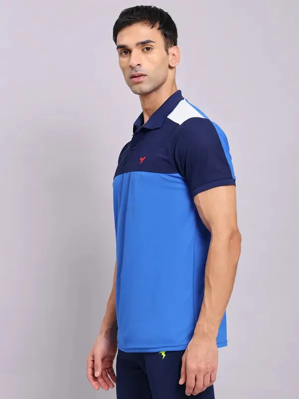 Men Colorblock Slim Fit Polo T-shirt with MATPIQ