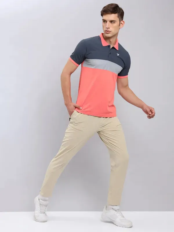 Men Colorblock Slim Fit Polo T-shirt with MATPIQ