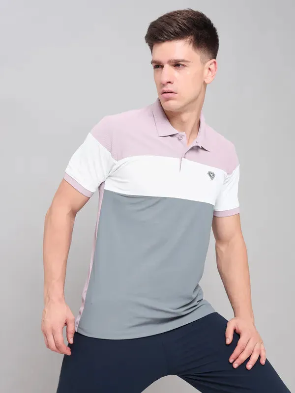 Men Colorblock Slim Fit Polo T-shirt with MATPIQ