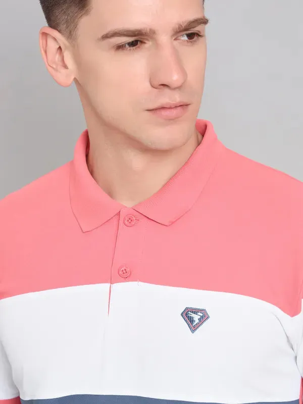 Men Colorblock Slim Fit Polo T-shirt with MATPIQ