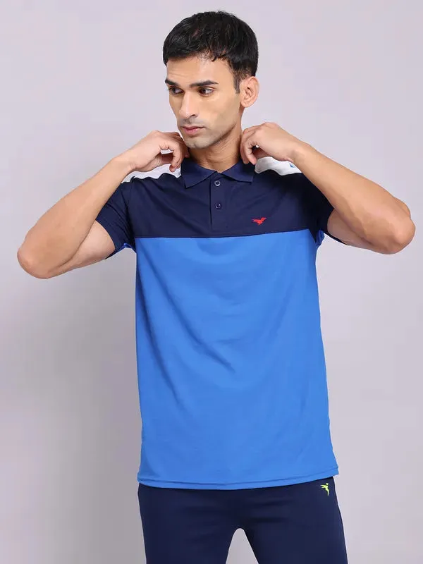 Men Colorblock Slim Fit Polo T-shirt with MATPIQ