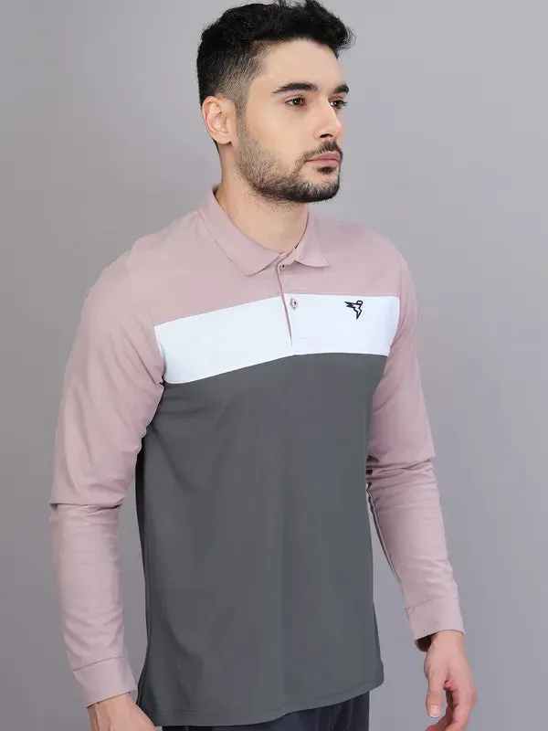 Men Colorblock Slim Fit Polo T-shirt with MATPIQ