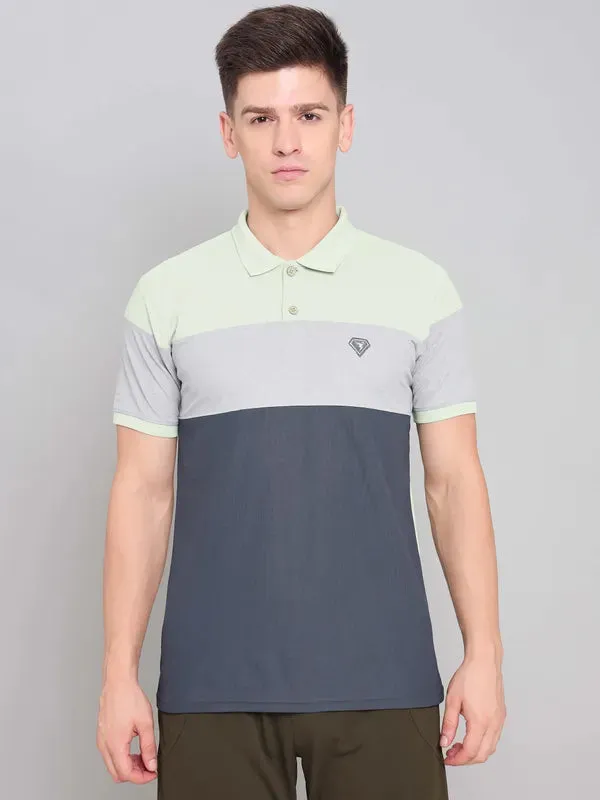 Men Colorblock Slim Fit Polo T-shirt with MATPIQ