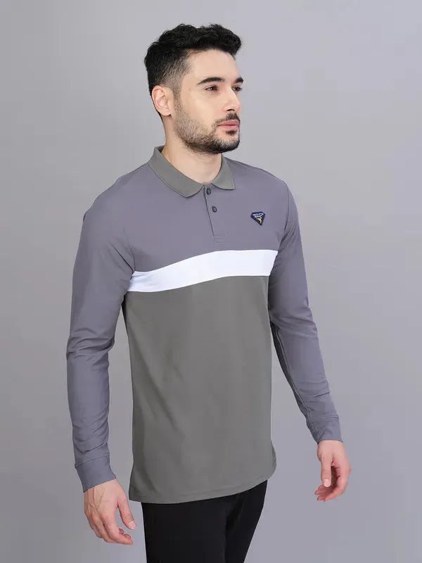 Men Colorblock Slim Fit Polo T-shirt with MATPIQ