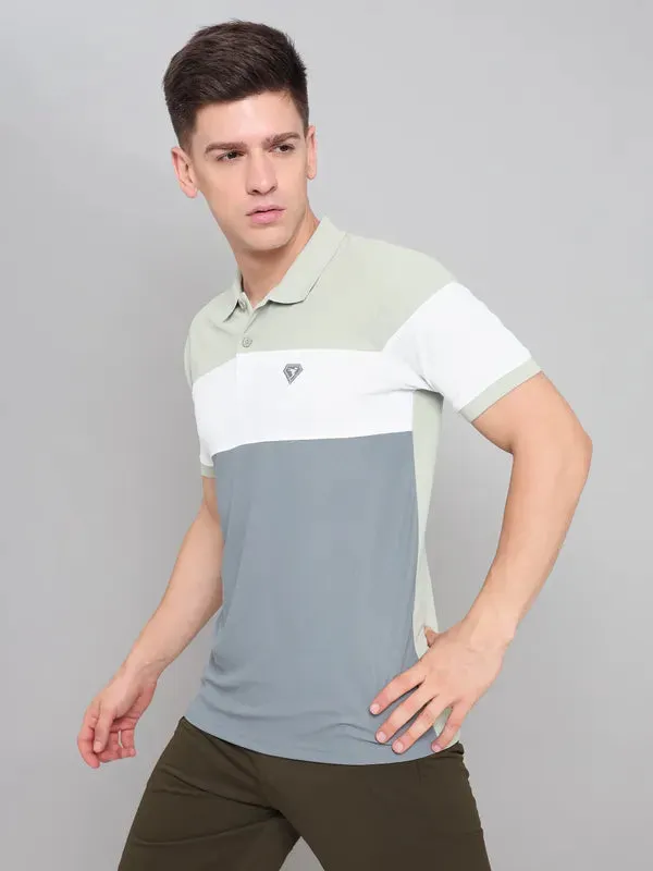 Men Colorblock Slim Fit Polo T-shirt with MATPIQ